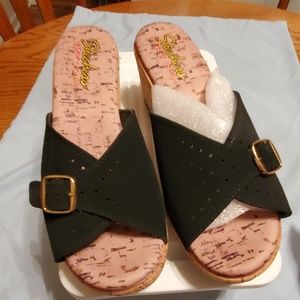 Sketchers Sandals- memory foam wedge never worn